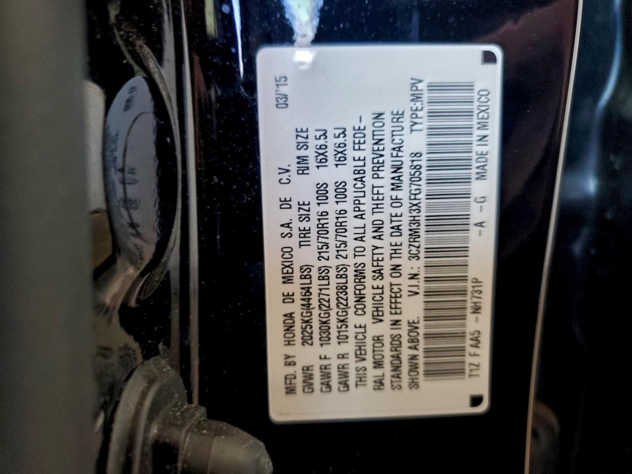 2015 HONDA CR-V LX photo 14