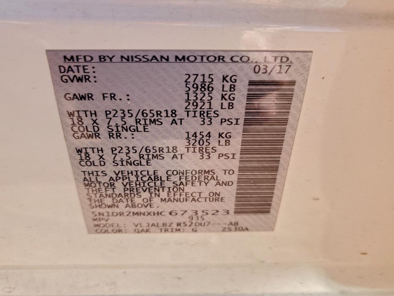 2017 NISSAN PATHFINDER S photo 37