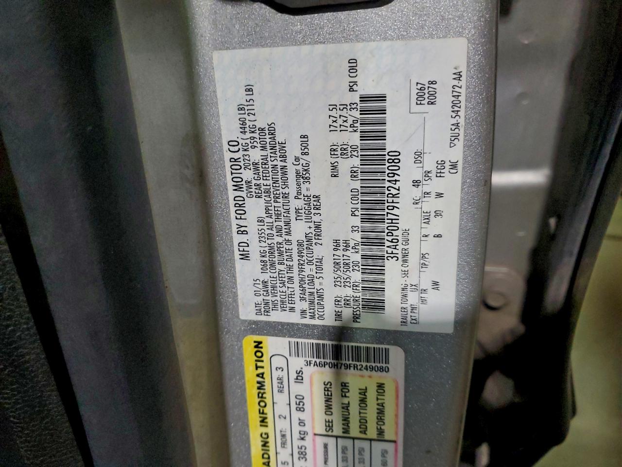 2015 FORD FUSION SE photo 13