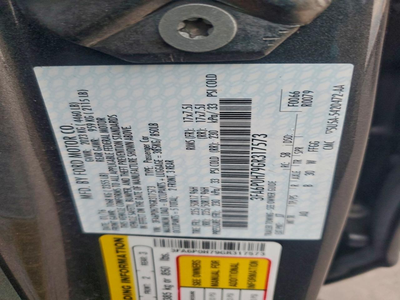 2016 FORD FUSION SE photo 23