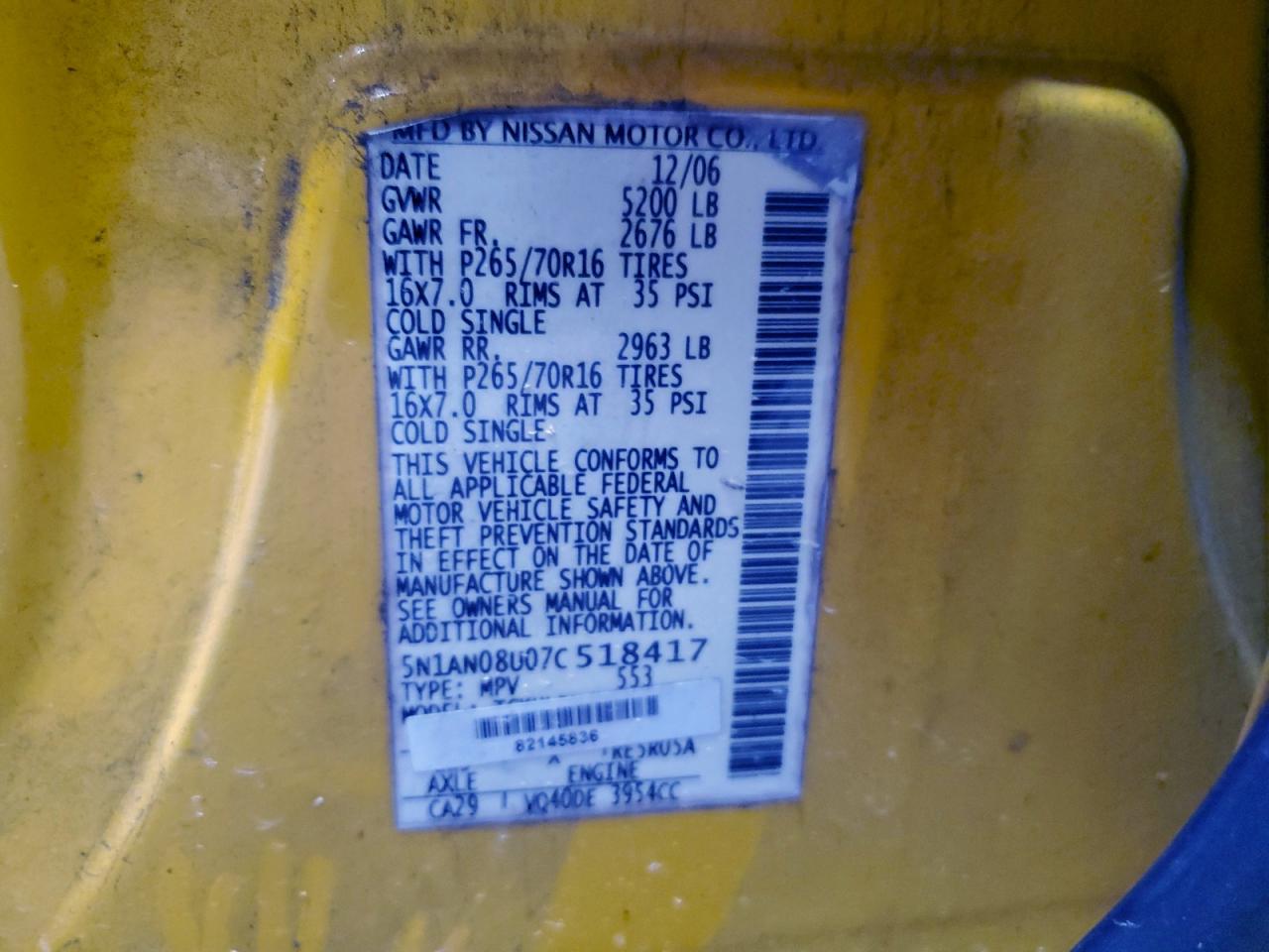 2007 NISSAN XTERRA OFF ROAD photo 12