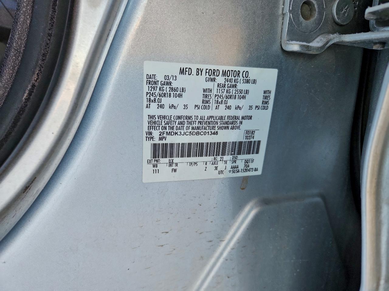 2013 FORD EDGE SEL photo 12