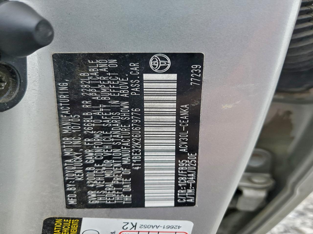 2006 TOYOTA CAMRY LE photo 12