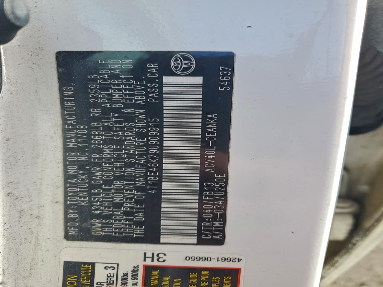 2009 TOYOTA CAMRY BASE photo 23