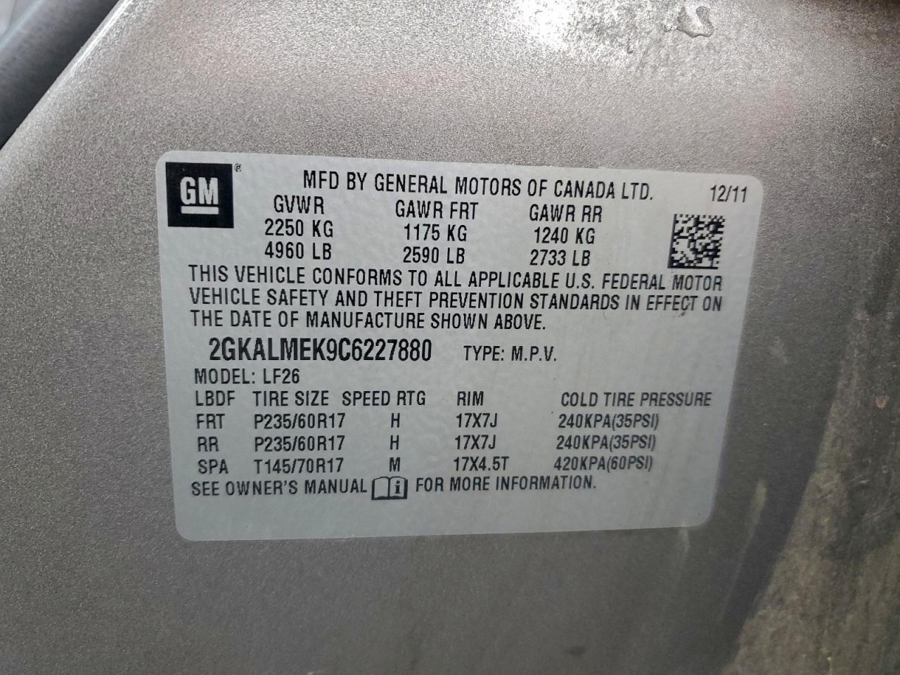 2012 GMC TERRAIN SLE photo 14