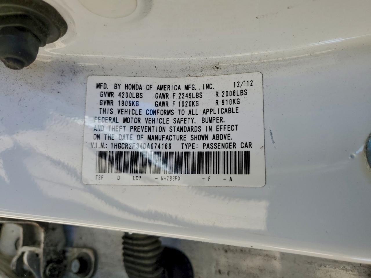 2013 HONDA ACCORD LX photo 12