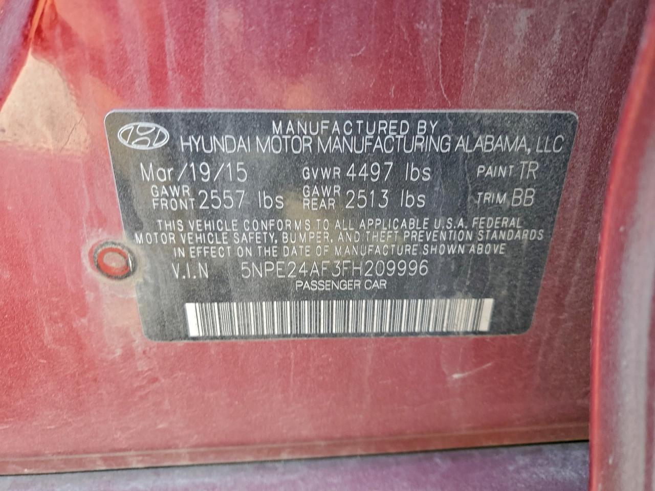 2015 HYUNDAI SONATA SE photo 13