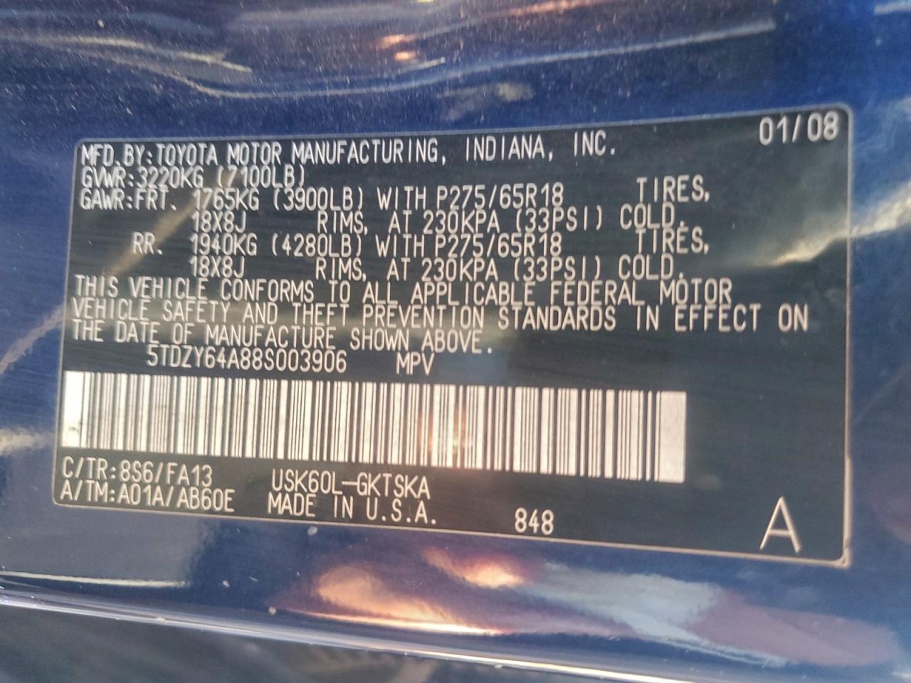 2008 TOYOTA SEQUOIA SR5 photo 13