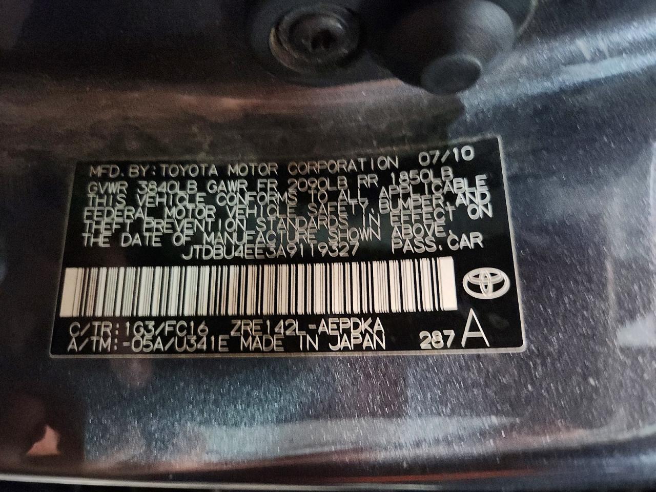 2010 TOYOTA COROLLA BASE photo 12