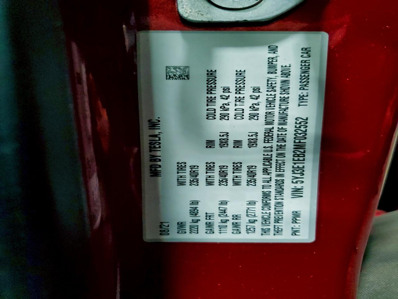 2021 TESLA MODEL 3 photo 12