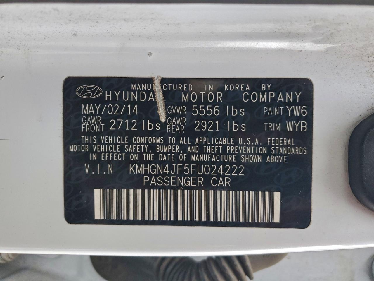 2015 HYUNDAI GENESIS 5.0L photo 12