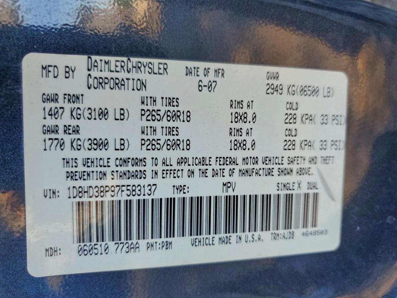 2007 DODGE DURANGO SXT photo 13