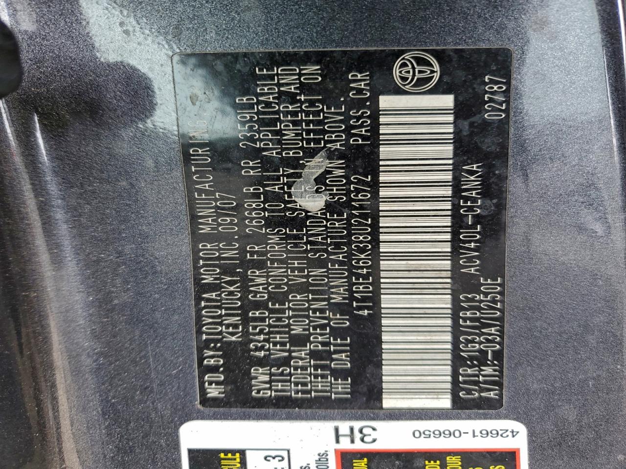 2008 TOYOTA CAMRY CE photo 12