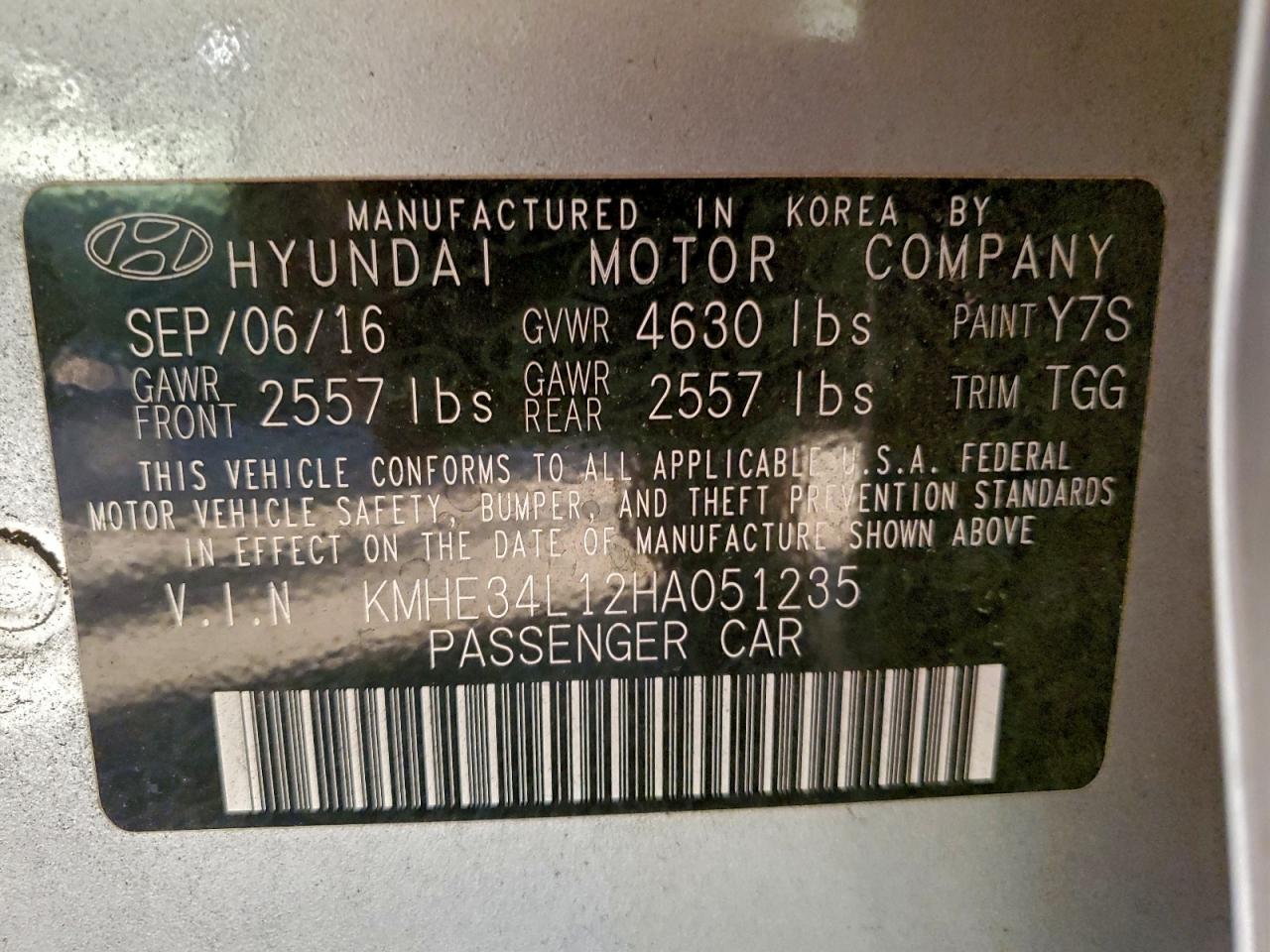 2017 HYUNDAI SONATA HYBRID photo 12
