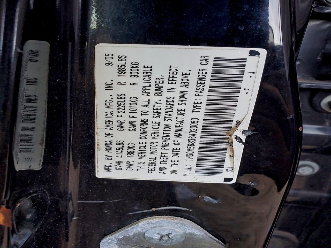 2006 HONDA ACCORD EX photo 12