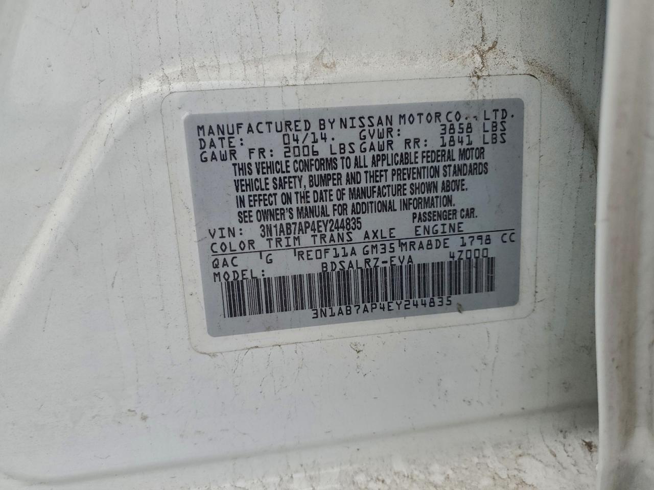 2014 NISSAN SENTRA S photo 12