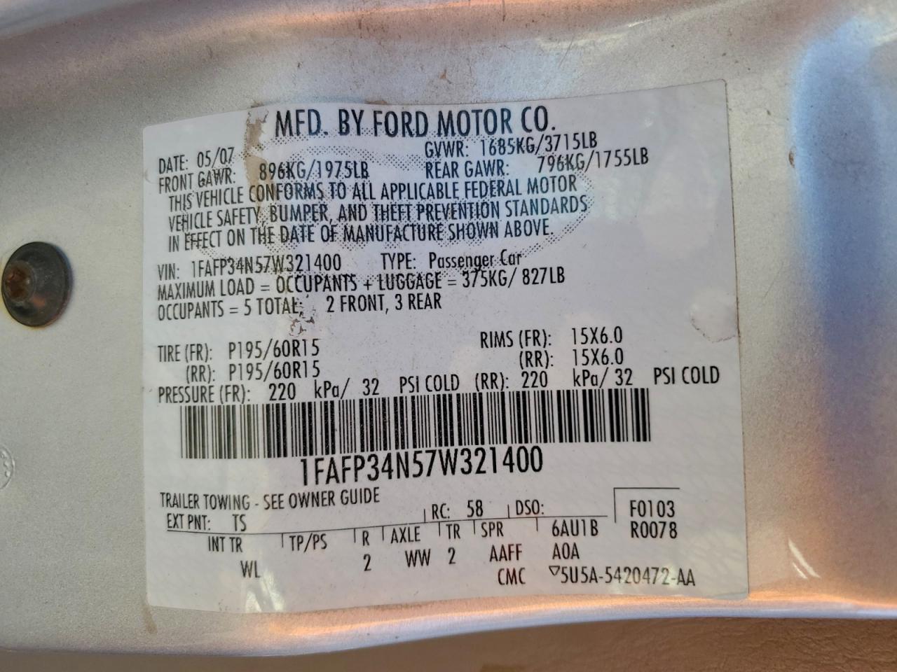 2007 FORD FOCUS ZX4 photo 12