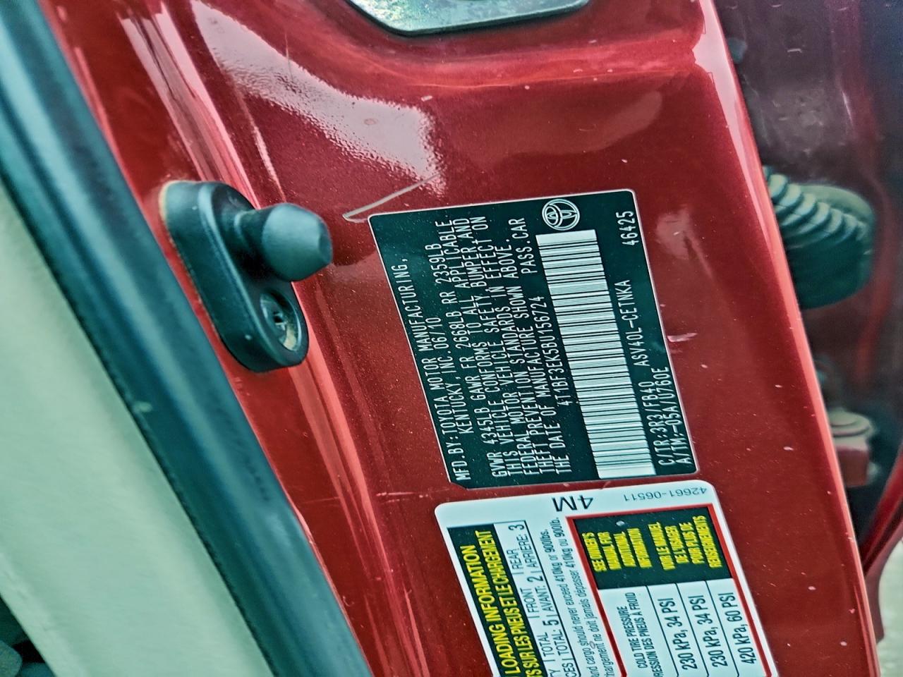 2011 TOYOTA CAMRY BASE photo 12