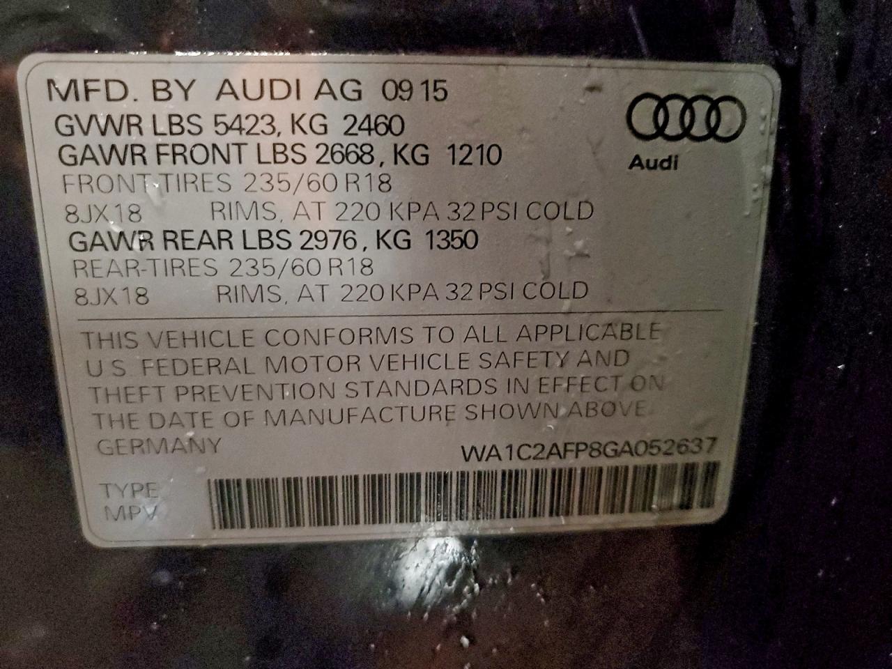 2016 AUDI Q5 PREMIUM photo 13