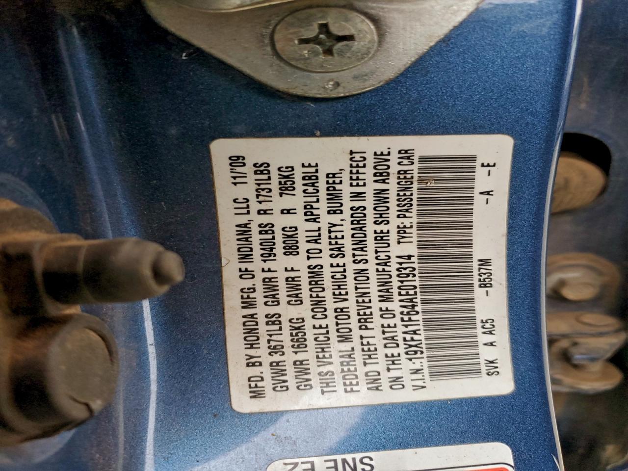 2010 HONDA CIVIC LX-S photo 12