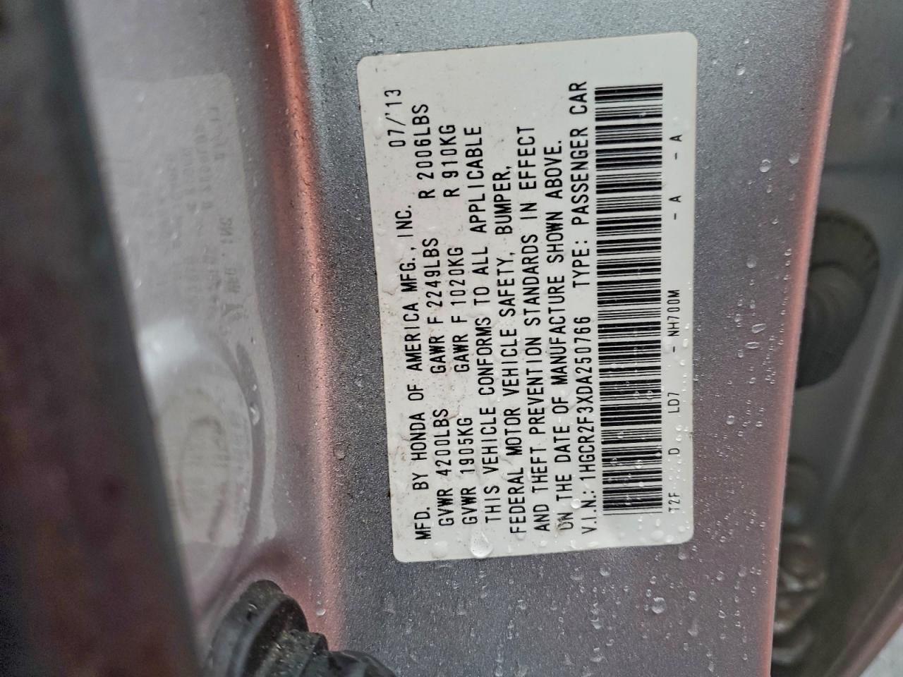 2013 HONDA ACCORD LX photo 12