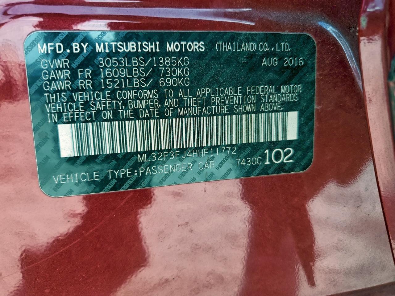 2017 MITSUBISHI MIRAGE G4 ES photo 13