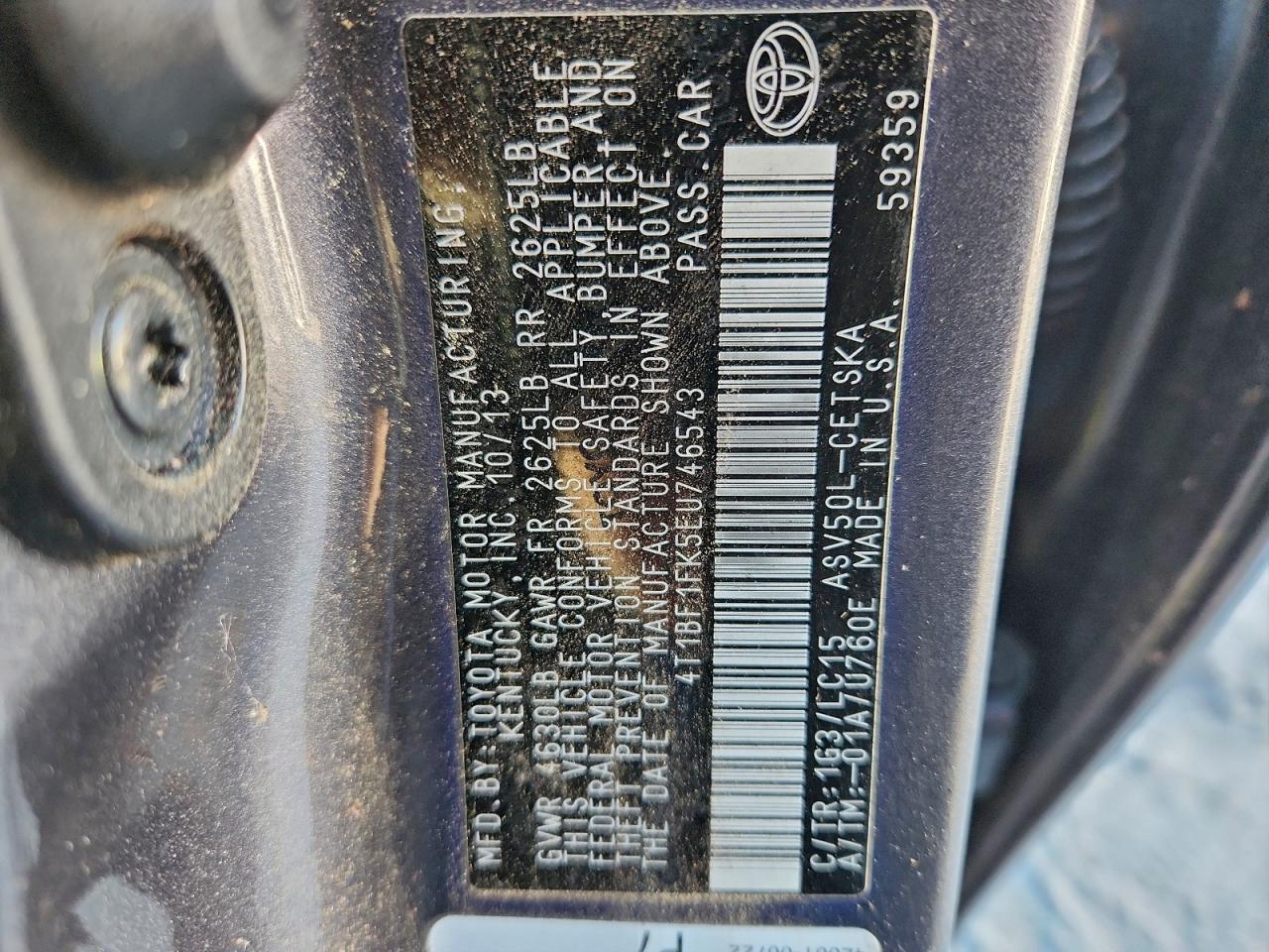 2014 TOYOTA CAMRY L photo 12