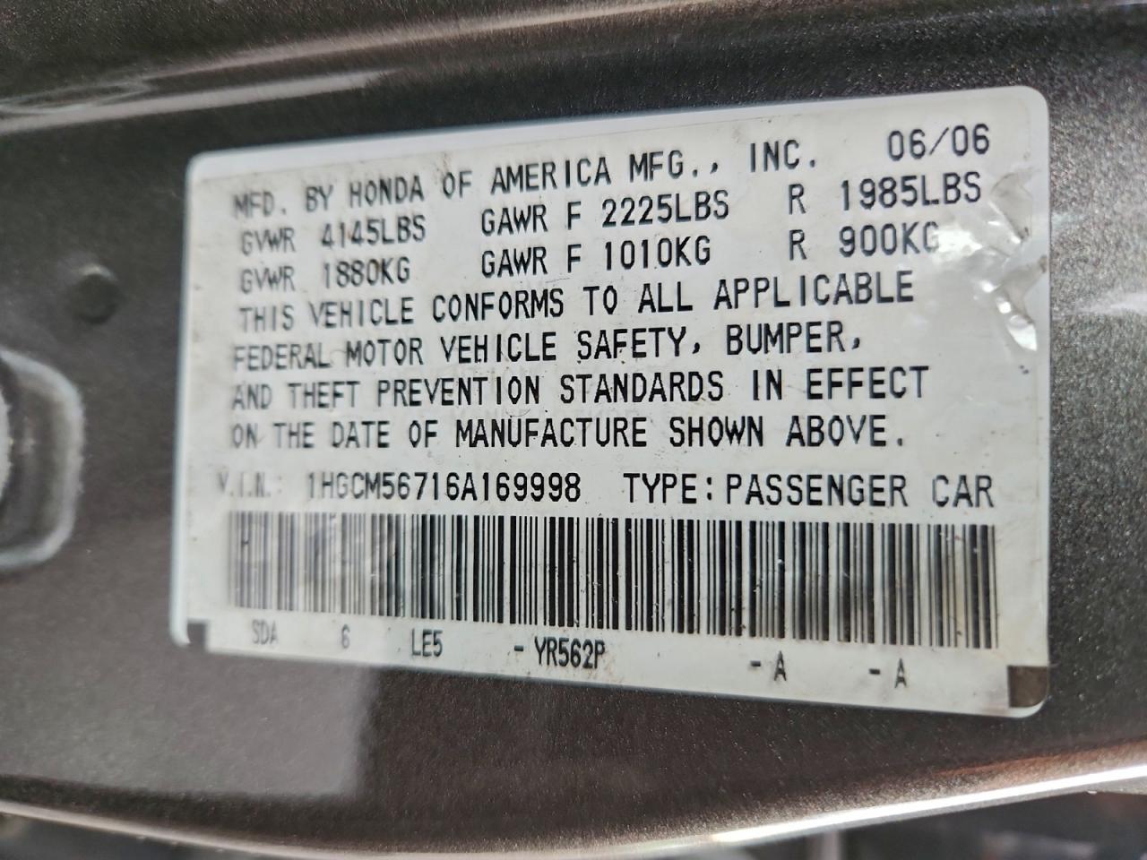 2006 HONDA ACCORD EX photo 45