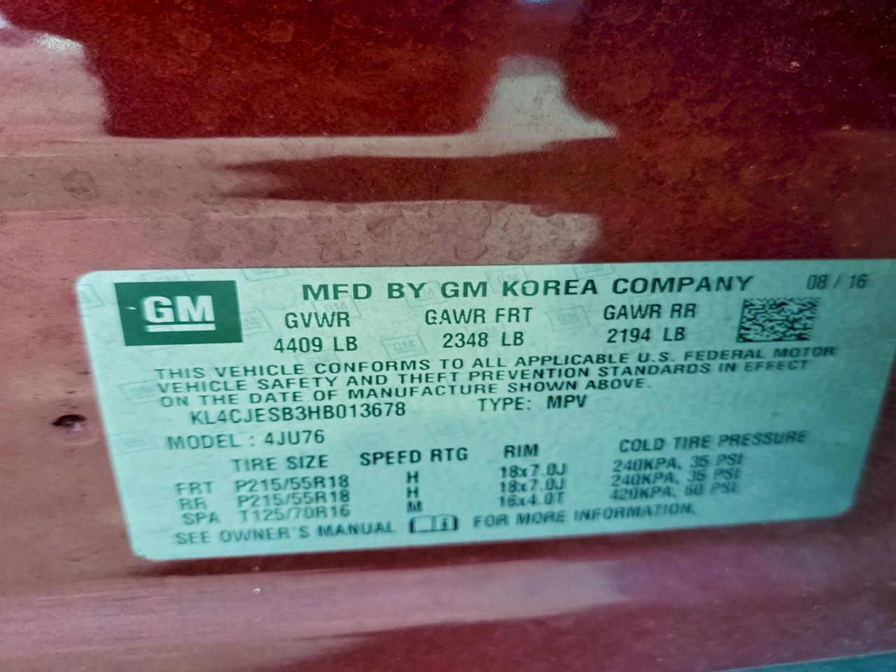 2017 BUICK ENCORE PREFERRED photo 13