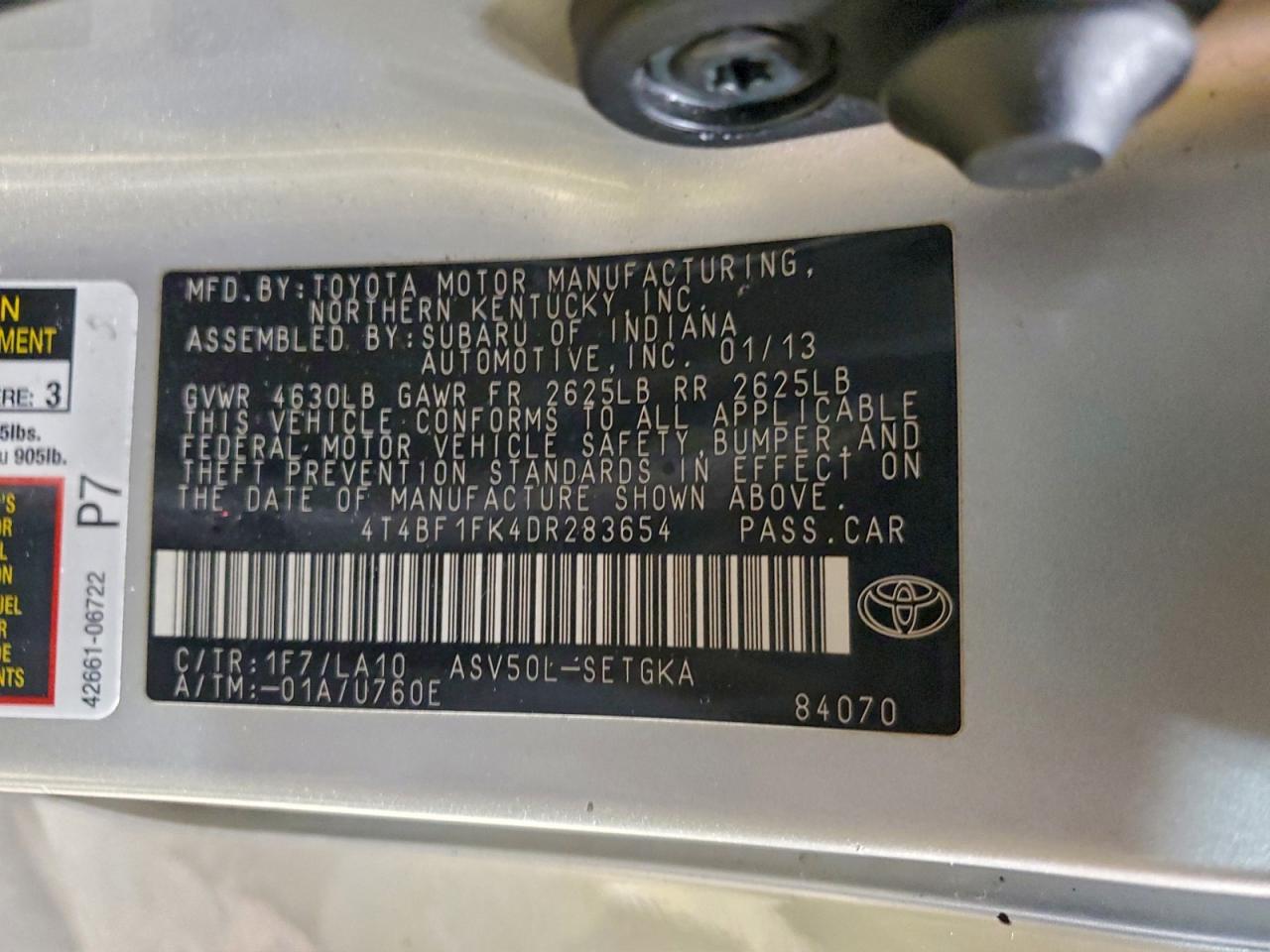 2013 TOYOTA CAMRY L photo 37