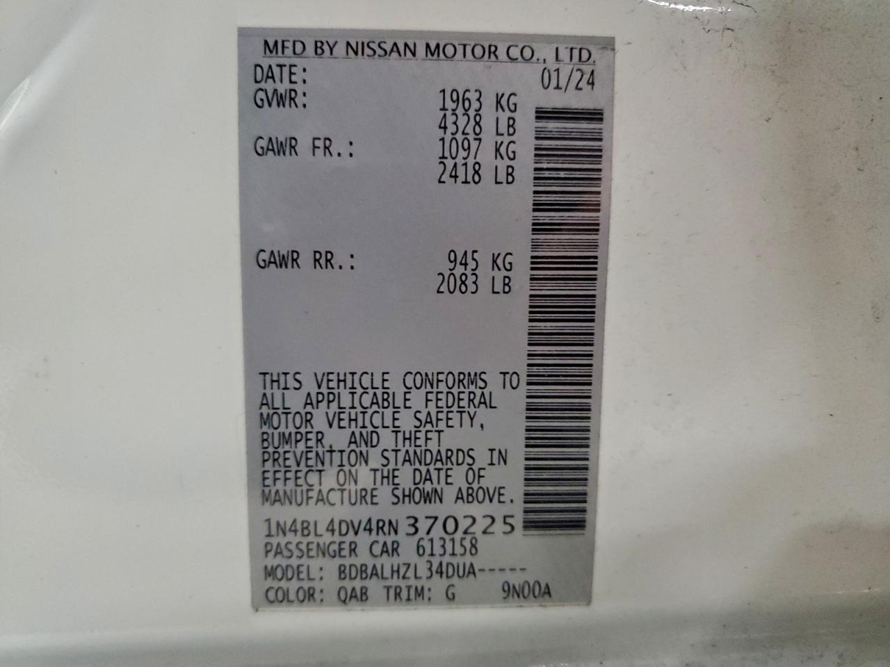 2024 NISSAN ALTIMA SV photo 13