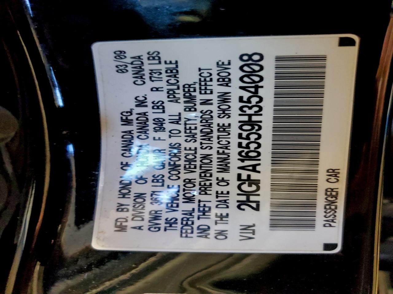 2009 HONDA CIVIC LX photo 12