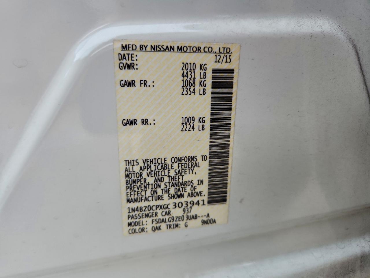 2016 NISSAN LEAF SV photo 12