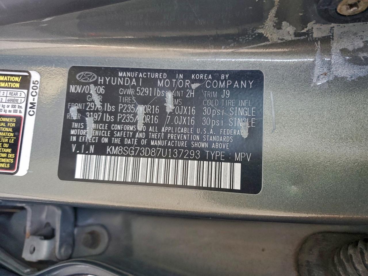 2007 HYUNDAI SANTA FE GLS photo 23