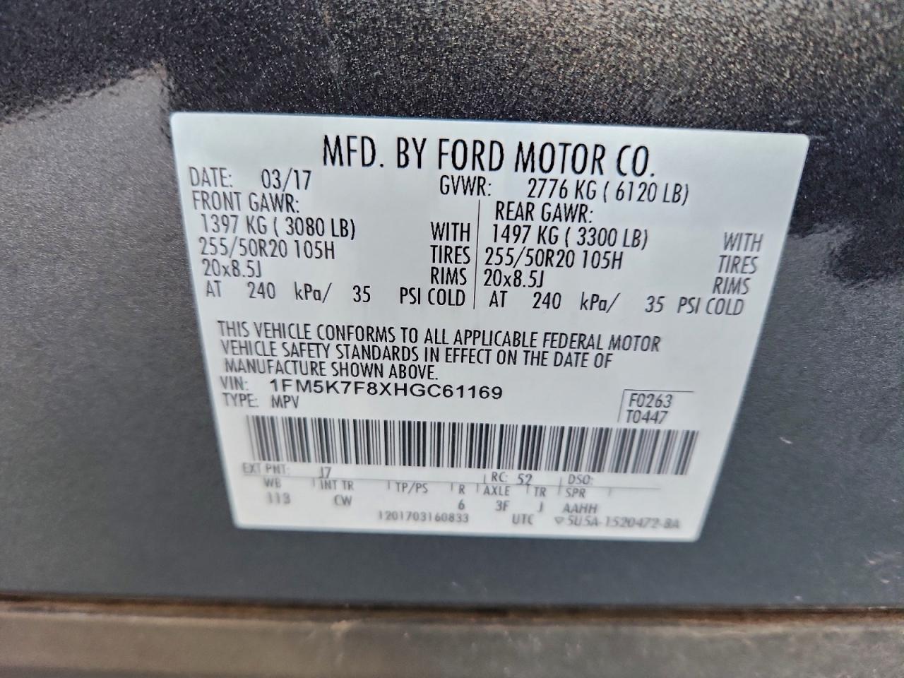 2017 FORD EXPLORER LIMITED photo 25