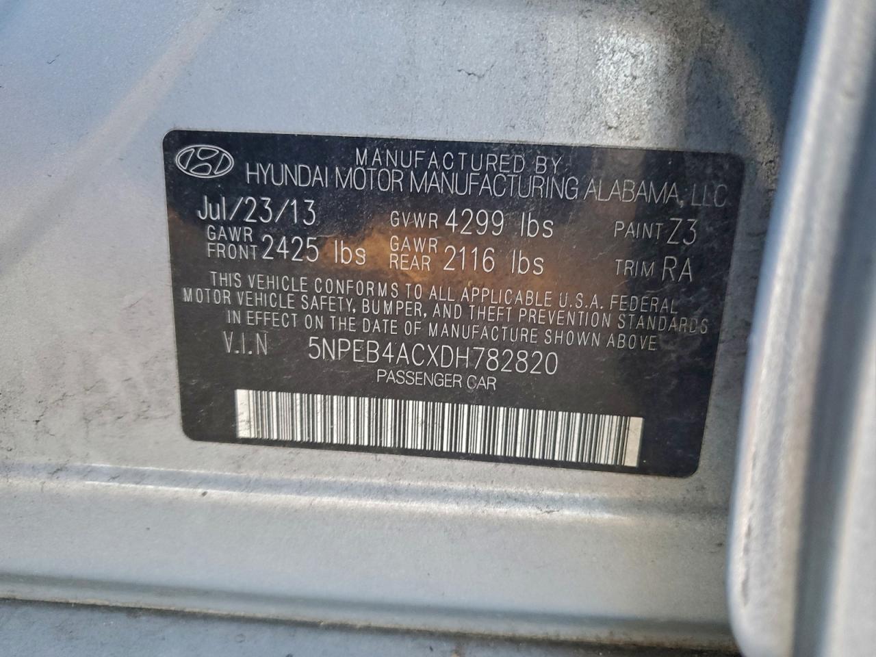 2013 HYUNDAI SONATA GLS photo 23