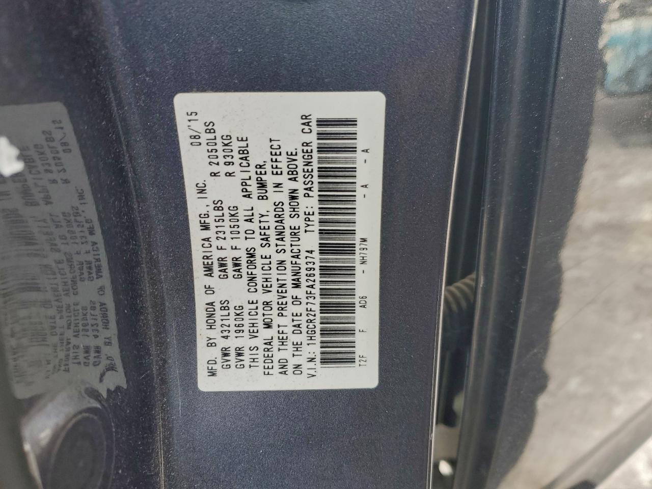 2015 HONDA ACCORD EX photo 25