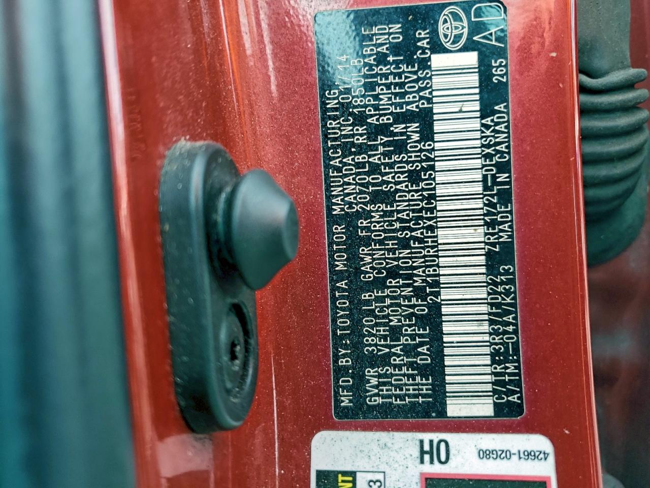 2014 TOYOTA COROLLA L photo 12