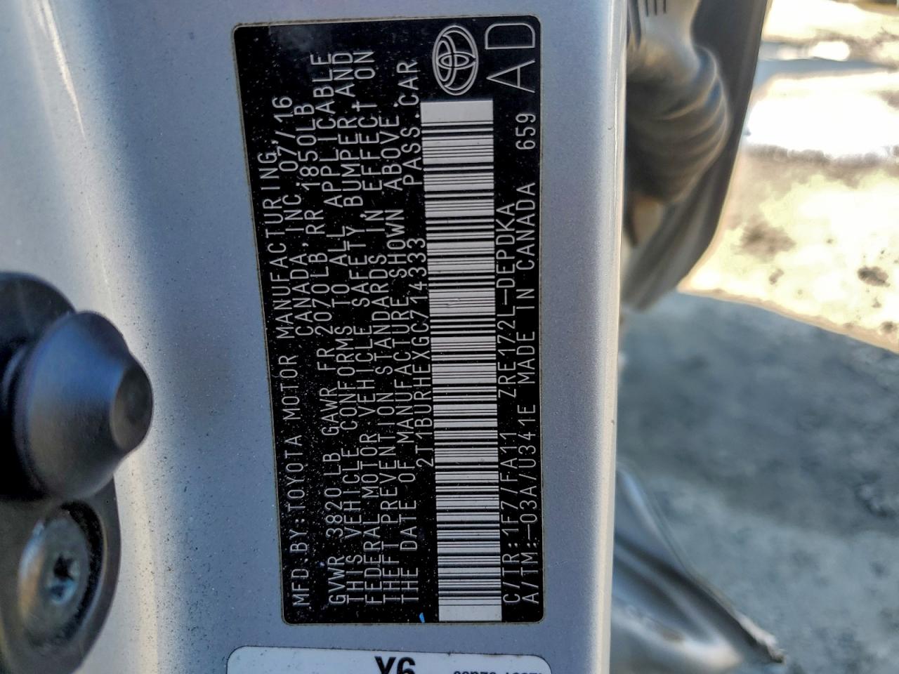 2016 TOYOTA COROLLA L photo 12