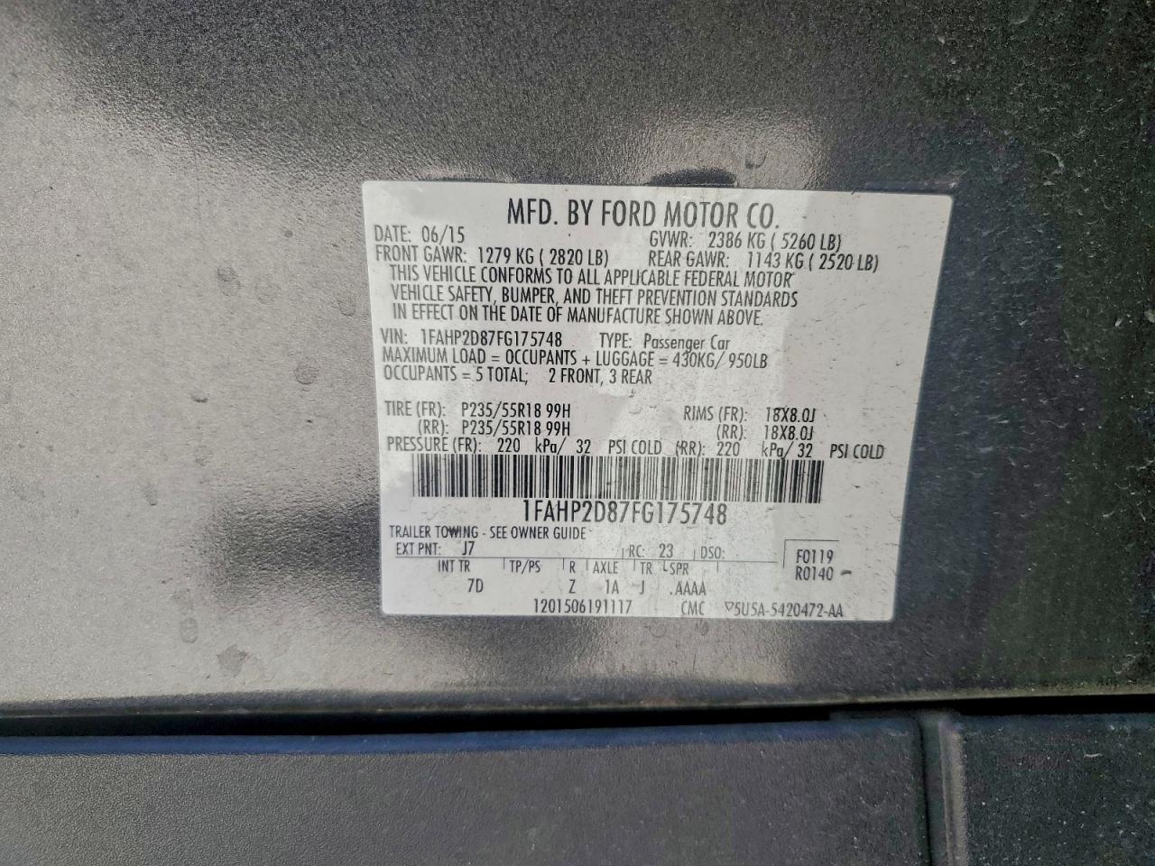 2015 FORD TAURUS SE photo 13