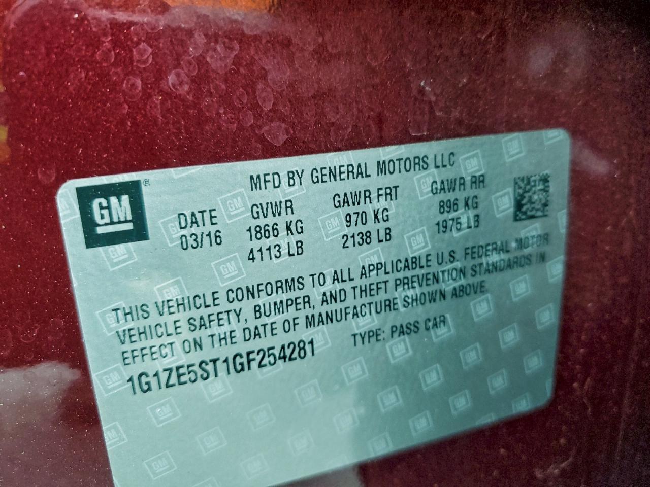 2016 CHEVROLET MALIBU LT photo 12