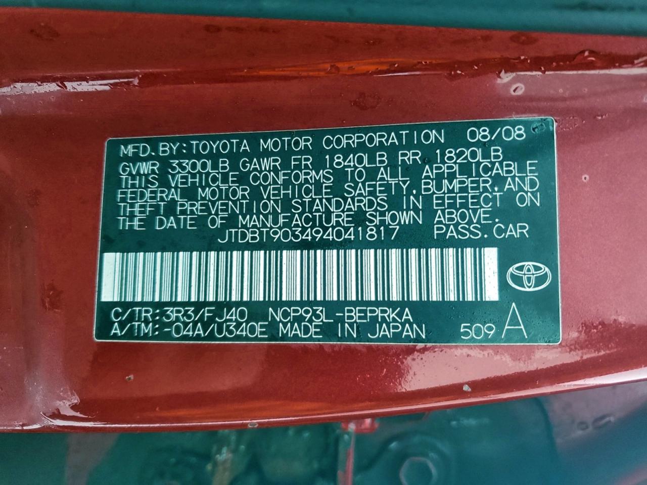 2009 TOYOTA YARIS photo 13