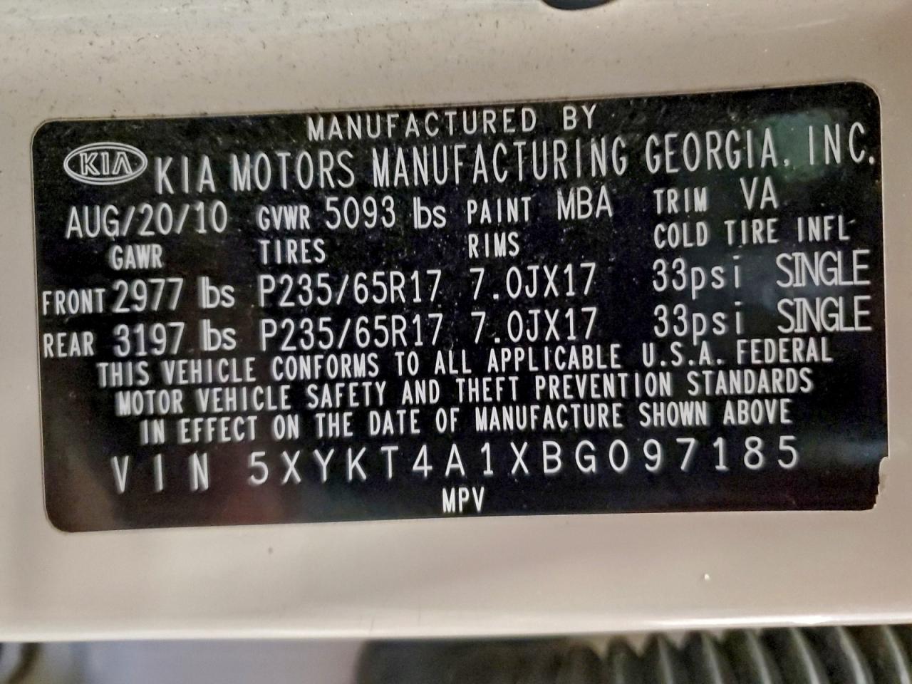 2011 KIA SORENTO BASE photo 34