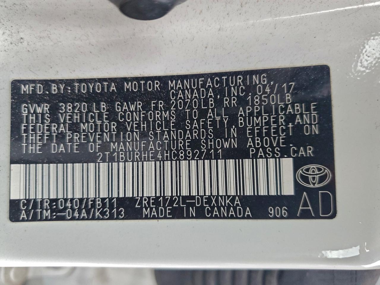 2017 TOYOTA COROLLA LE photo 13