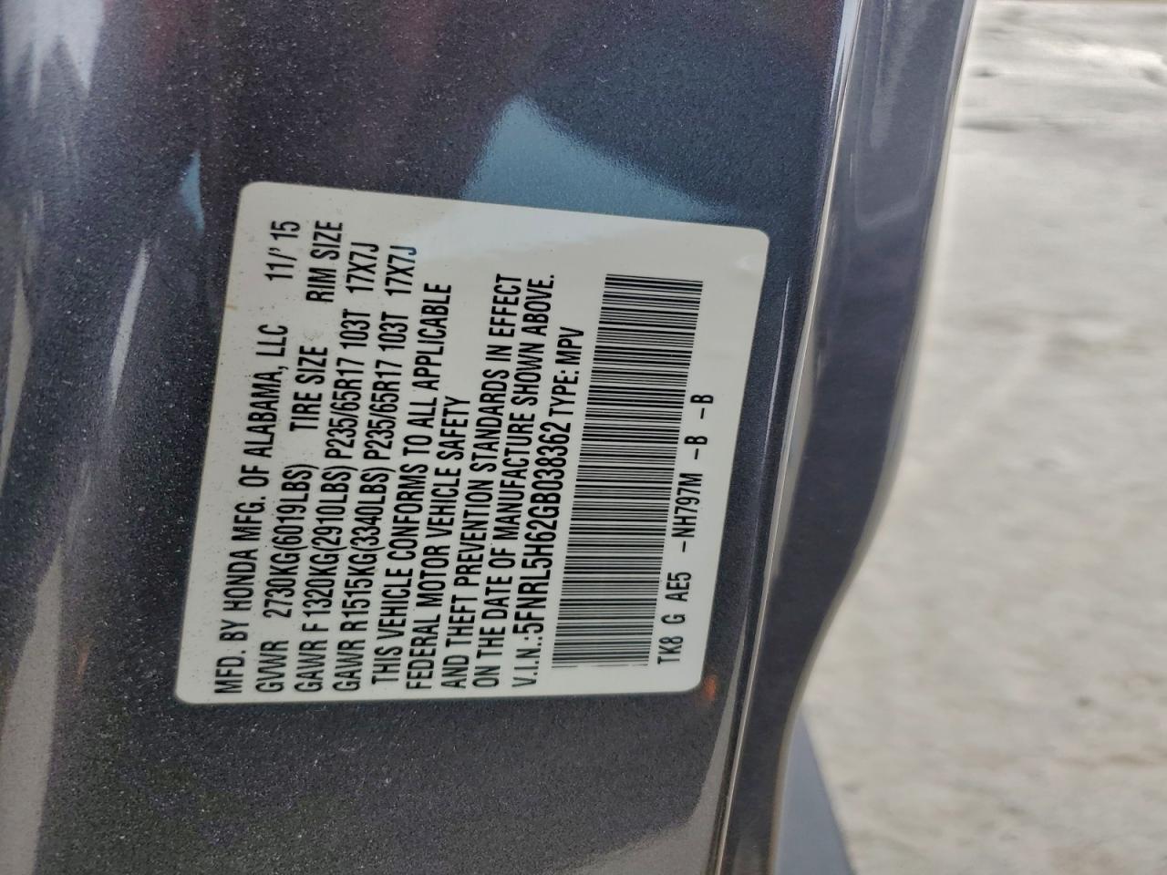 2016 HONDA ODYSSEY EXL photo 12