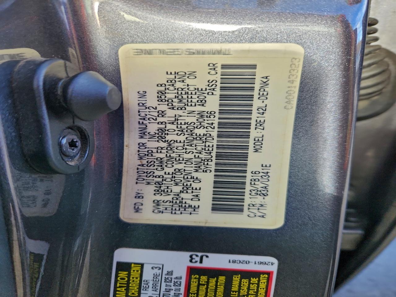 2013 TOYOTA COROLLA BASE photo 12