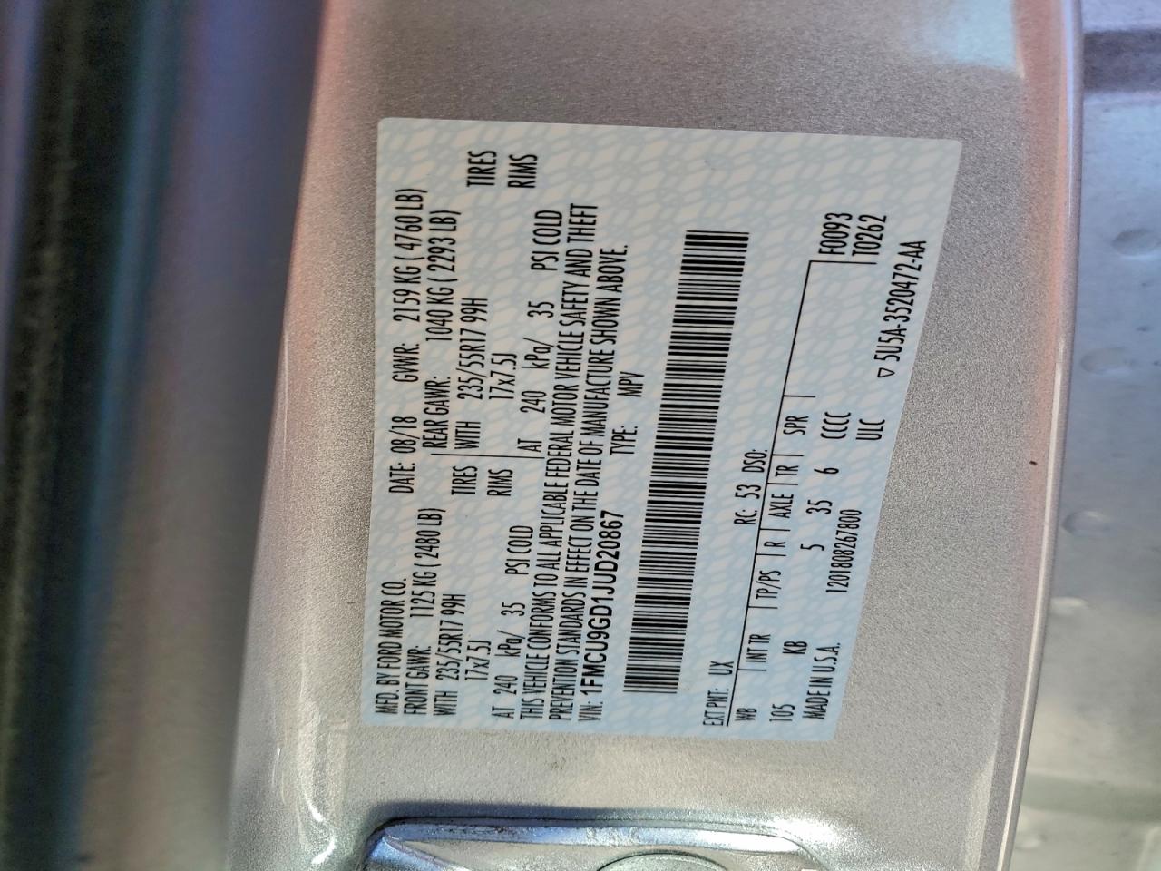 2018 FORD ESCAPE SE photo 13