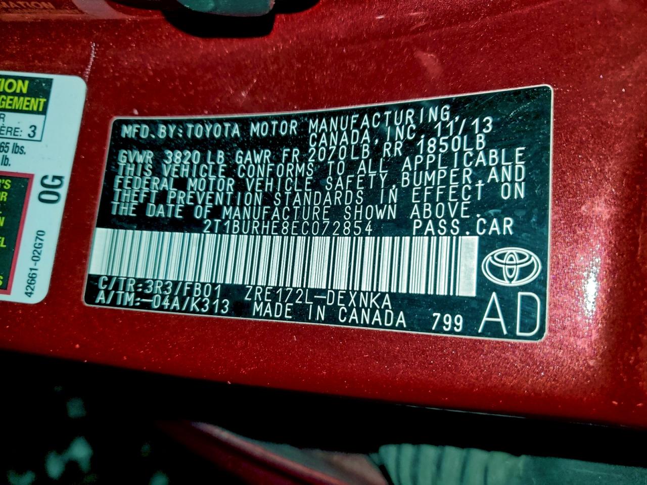 2014 TOYOTA COROLLA L photo 23