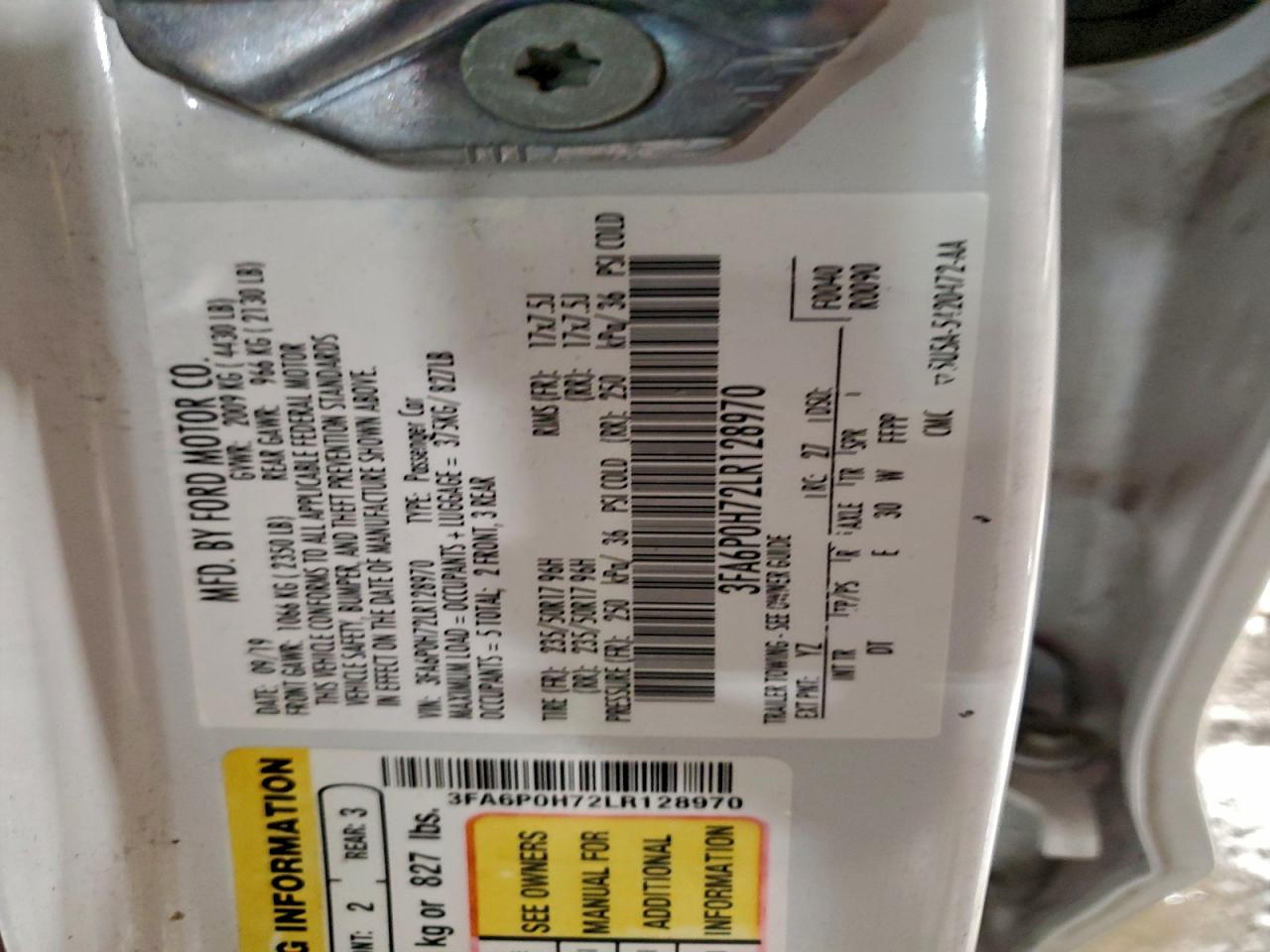 2020 FORD FUSION SE photo 12