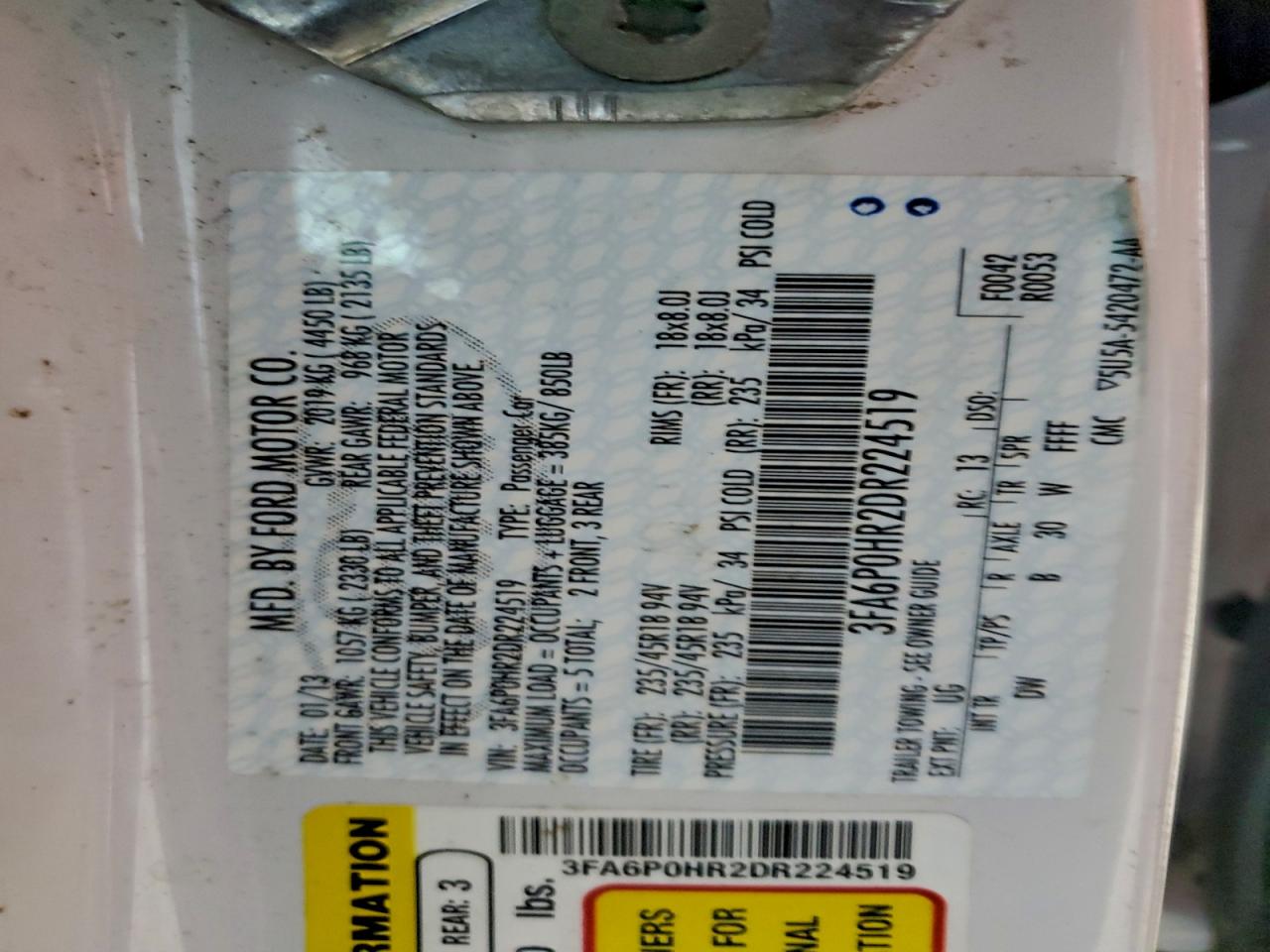 2013 FORD FUSION SE photo 12